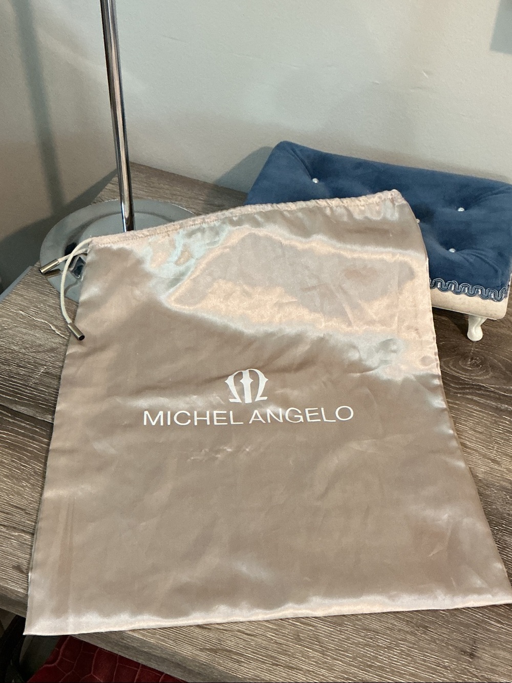 Michelangelo Beige Satin Dust Bag Storage Dustbag 13x15.75 Drawstring Close